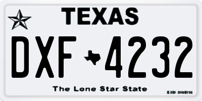 TX license plate DXF4232