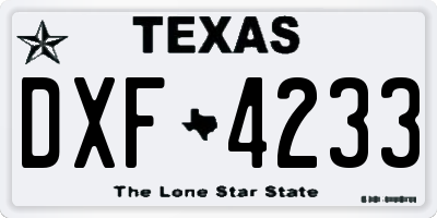TX license plate DXF4233