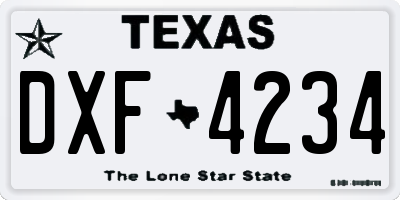 TX license plate DXF4234