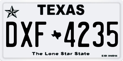 TX license plate DXF4235