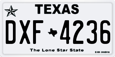 TX license plate DXF4236