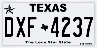 TX license plate DXF4237