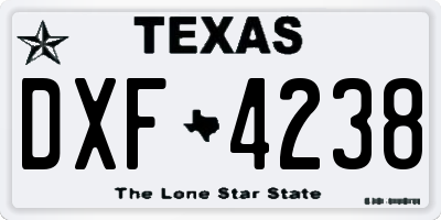 TX license plate DXF4238