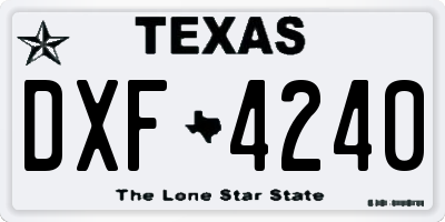 TX license plate DXF4240