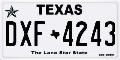TX license plate DXF4243