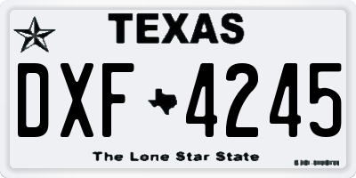 TX license plate DXF4245