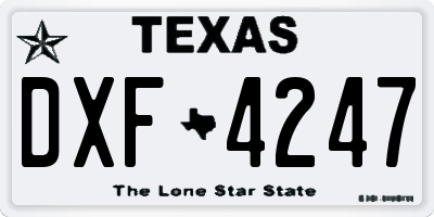 TX license plate DXF4247