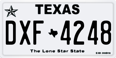 TX license plate DXF4248