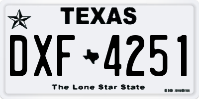TX license plate DXF4251