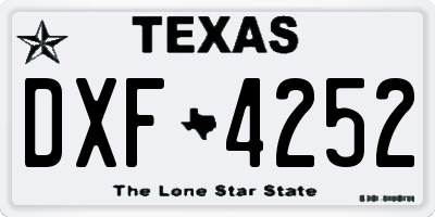TX license plate DXF4252