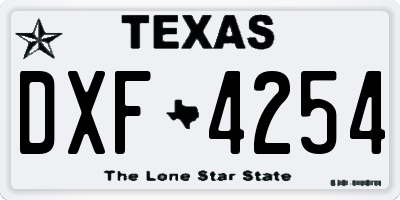 TX license plate DXF4254