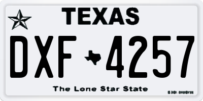 TX license plate DXF4257