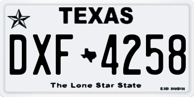 TX license plate DXF4258