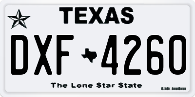 TX license plate DXF4260
