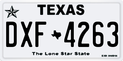TX license plate DXF4263