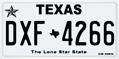 TX license plate DXF4266
