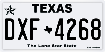 TX license plate DXF4268
