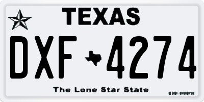 TX license plate DXF4274
