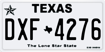 TX license plate DXF4276