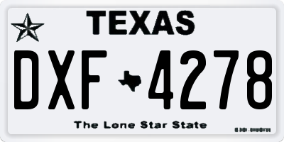 TX license plate DXF4278