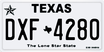 TX license plate DXF4280
