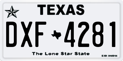 TX license plate DXF4281