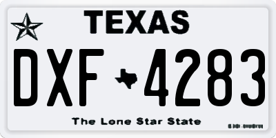 TX license plate DXF4283