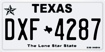 TX license plate DXF4287