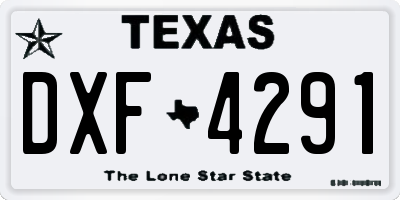 TX license plate DXF4291