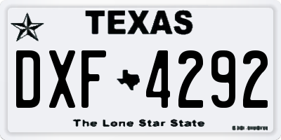 TX license plate DXF4292
