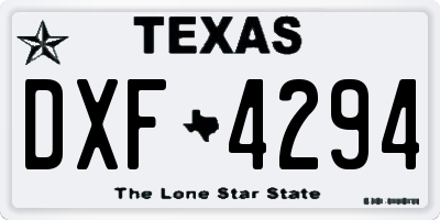 TX license plate DXF4294