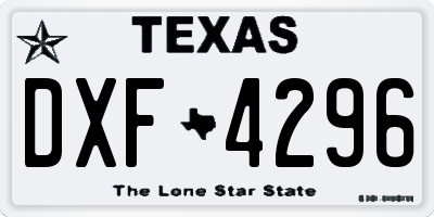 TX license plate DXF4296