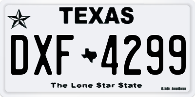 TX license plate DXF4299