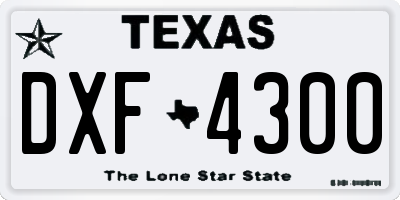 TX license plate DXF4300