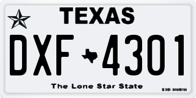 TX license plate DXF4301