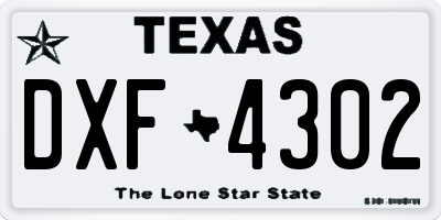 TX license plate DXF4302