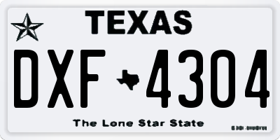 TX license plate DXF4304