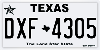 TX license plate DXF4305