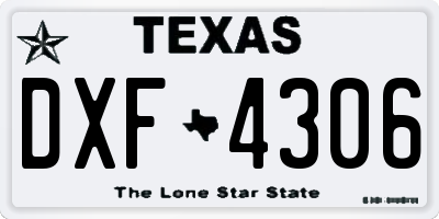 TX license plate DXF4306