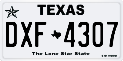 TX license plate DXF4307