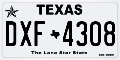 TX license plate DXF4308