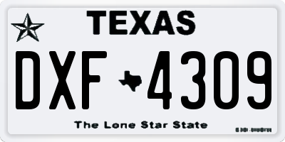 TX license plate DXF4309