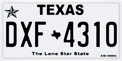 TX license plate DXF4310