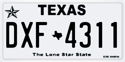 TX license plate DXF4311