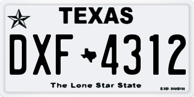 TX license plate DXF4312
