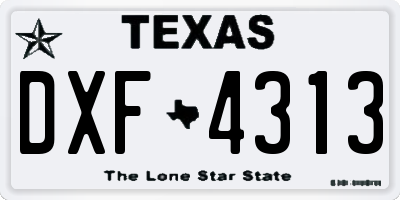 TX license plate DXF4313