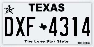 TX license plate DXF4314