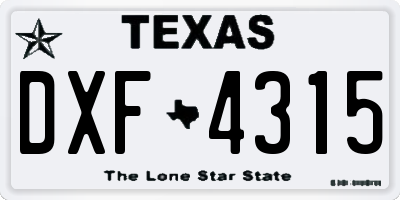 TX license plate DXF4315