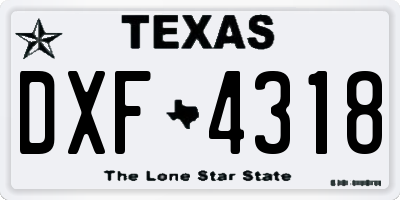 TX license plate DXF4318