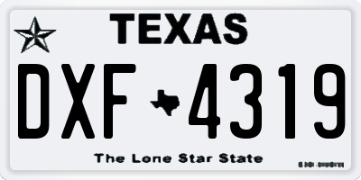 TX license plate DXF4319